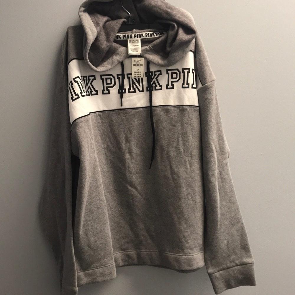“Pink “ Gray hoodie new with tags